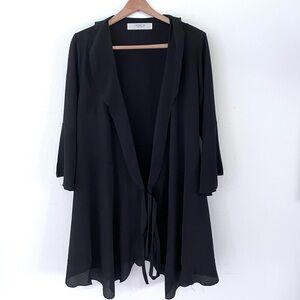 Outrageous Fortune Jacket Coat Open Front Tie Semi Sheer Cover Up Black Size 8